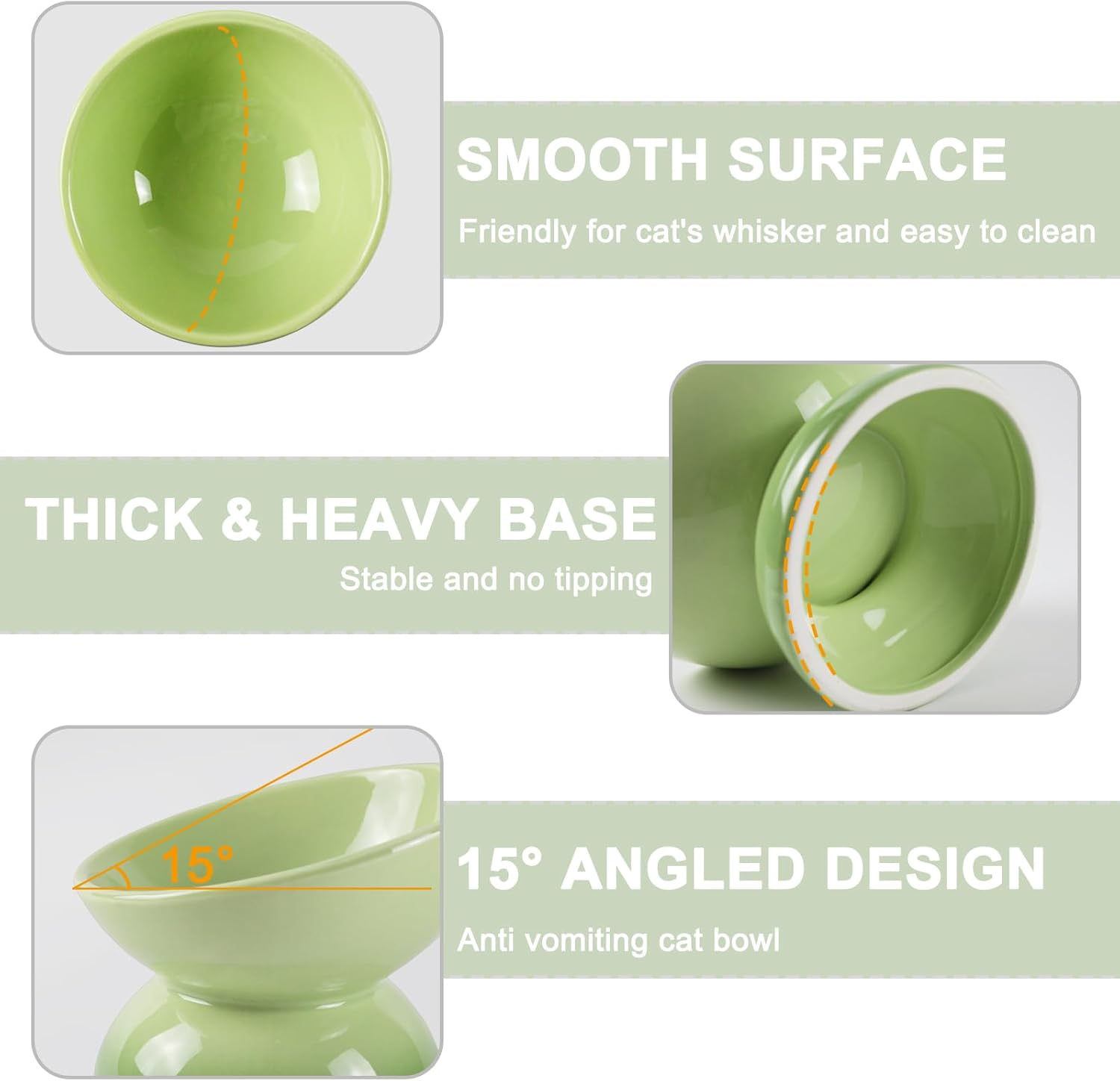 4 Pack Ceramic Elevated Cat Bowls, Tilted Cat Food Bowl Dish, Stress Free Backflow Prevention Pet Feeder Bowl, Dishwasher & Microwave Safe image number 5