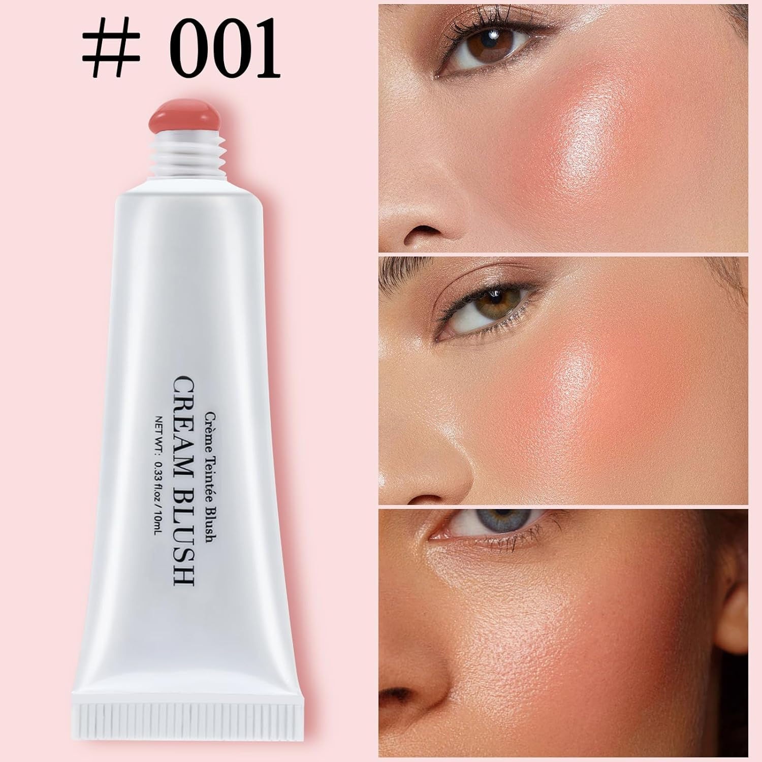 Cream Blush for Cheeks,Liquid Blush with Brush，Long Lasting Blushes Makeup,Highly Pigmented Blusher Gel,Lightweight