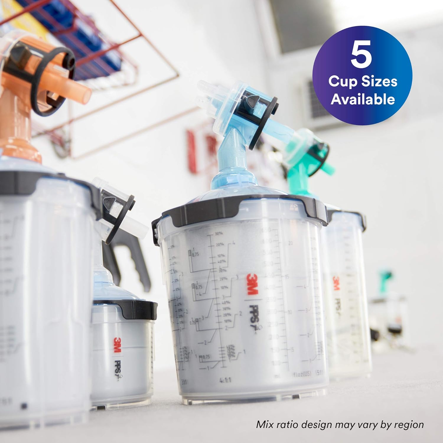 3M PPS 2.0 Spray Gun Cup, Lids and Liners Kit, 26114, Mini, 6 Ounces, 200-Micron Filter, Use for Cars, Furniture, House and More, 1 Paint Cup, 50 Disposable Lids and Liners, 32 Sealing Plugs, White image number 4