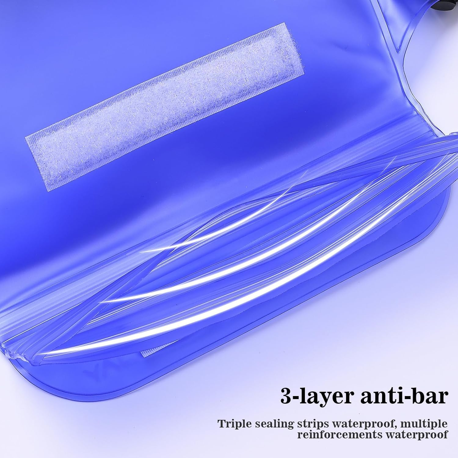 Queday 2-Pack Waterproof Pouch with Waist Strap, Screen Touchable Dry Bag with Adjustable Belt for Phone Valuables for Swimming Snorkeling Boating Fishing Kayaking Blue Pink image number 4