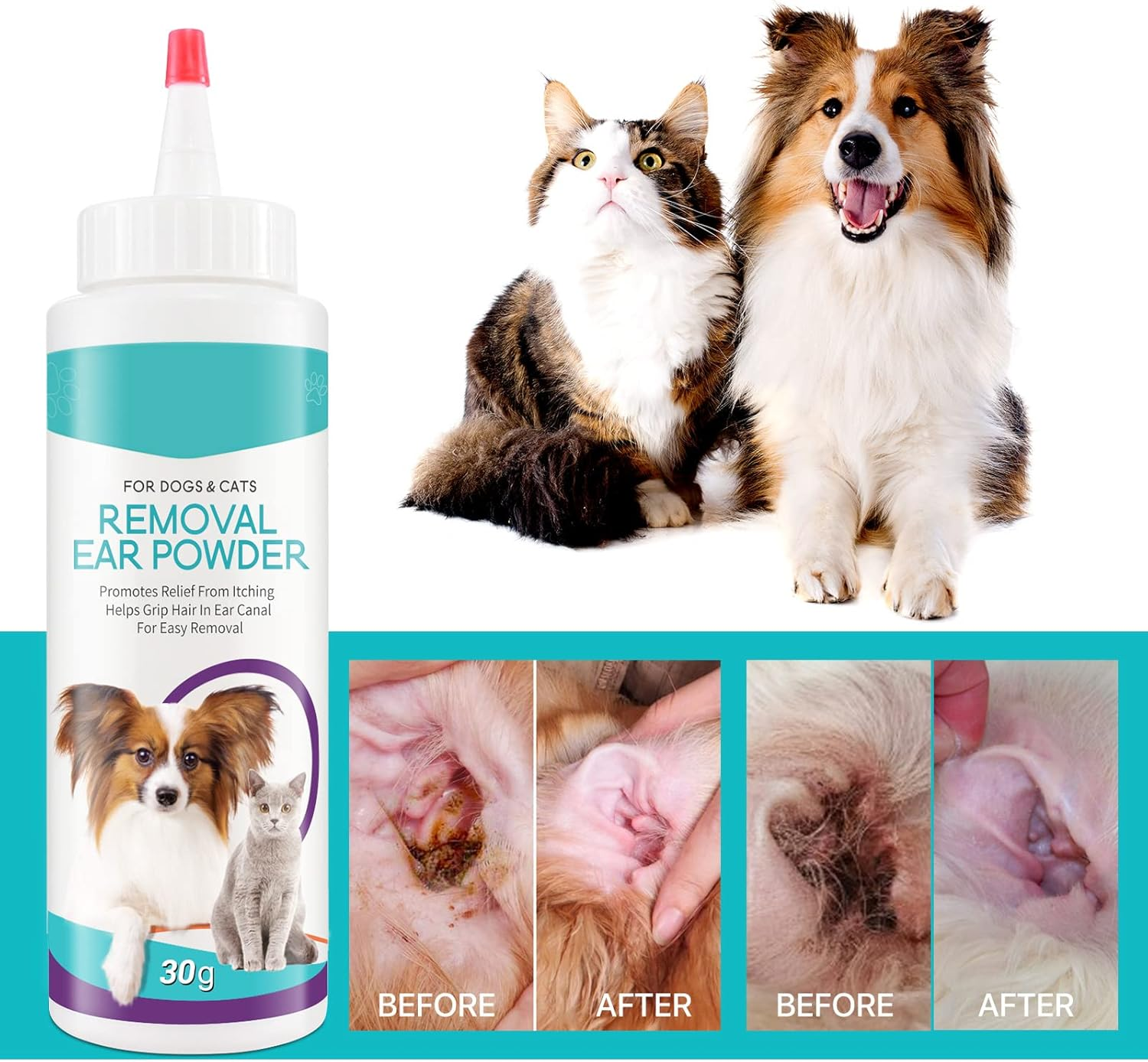 Dog Ear Cleaner - Removal Ear Powder for Pets,Dog Ear Infection Treatment,Supports Infection Prone Ears, Ear Odor in Pets (2PC Ear Powder) image number 5