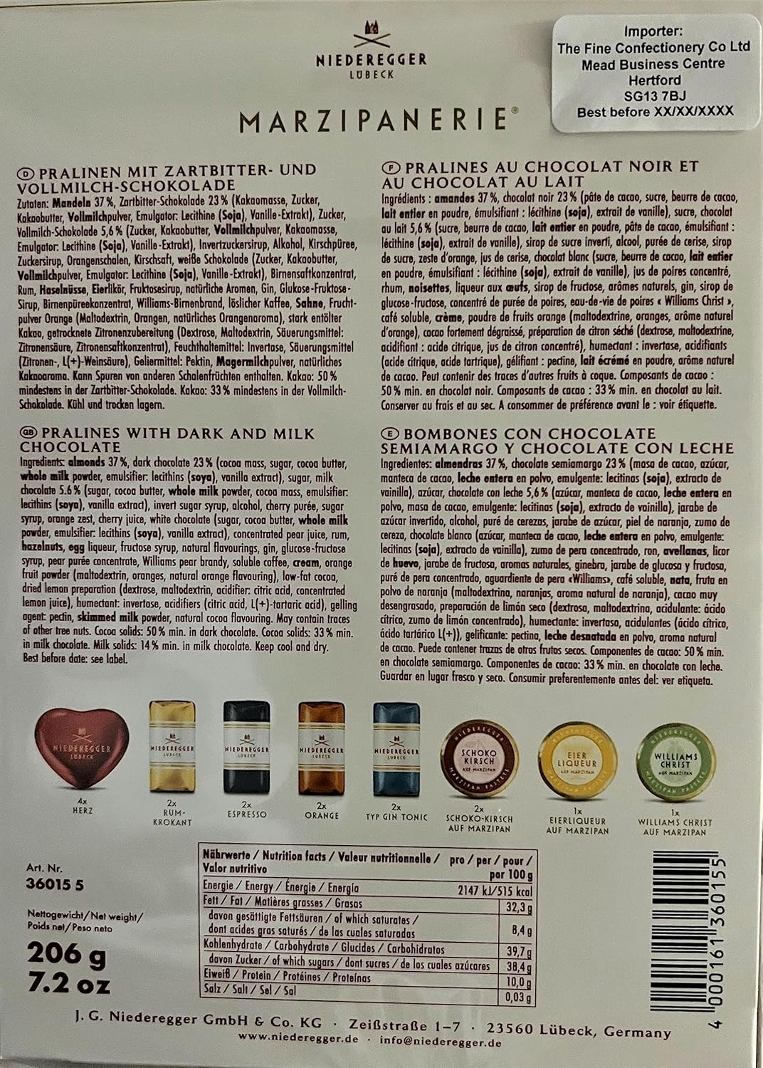 Niederegger Marzipan - Marzipanerie Assortment 206 G image number 1