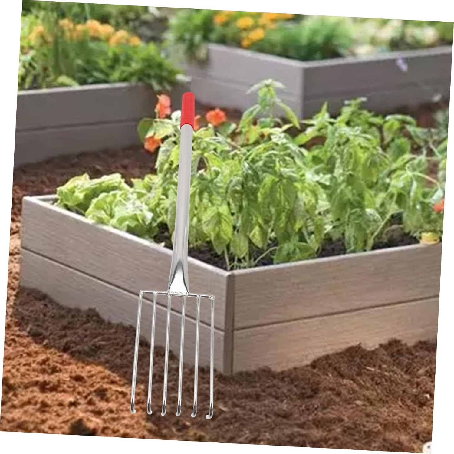 BESPORTBLE Stainless Steel Garden Rake Comfortable Handle Rake for Digging and Loosening Soil for Lawns Yards and Beach Use