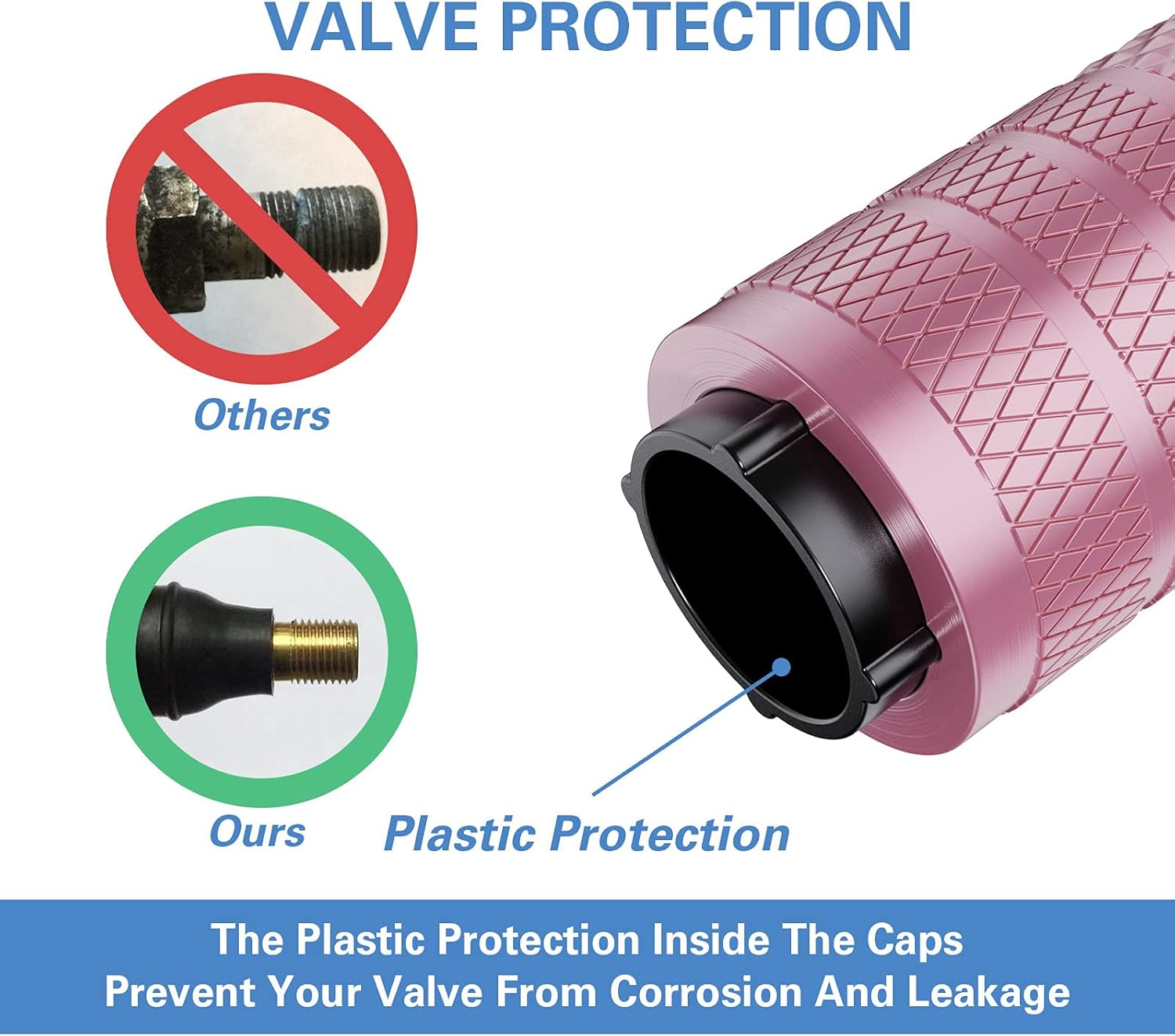 Ckauto Tire Valve Stem Caps, Pink, 4 Pcs/Pack, Anodized Aluminum Tire Valve Cap Set, Corrosion Resistant, Universal Stem Covers for Cars Trucks Motorcycles Suvs and Bikes - Black image number 4