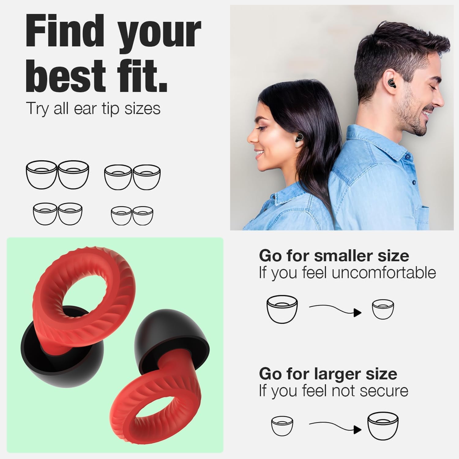 Ear Plugs for Concerts,Silicone Reusable Noise Reduction Musicians Earplugs,High Fidelity Hearing Protection for Noise Reduction,Festival,Dj&rsquo;S,Nightclub,Party - 8 Ear Tips with Earplug Lanyard(28Db) image number 5