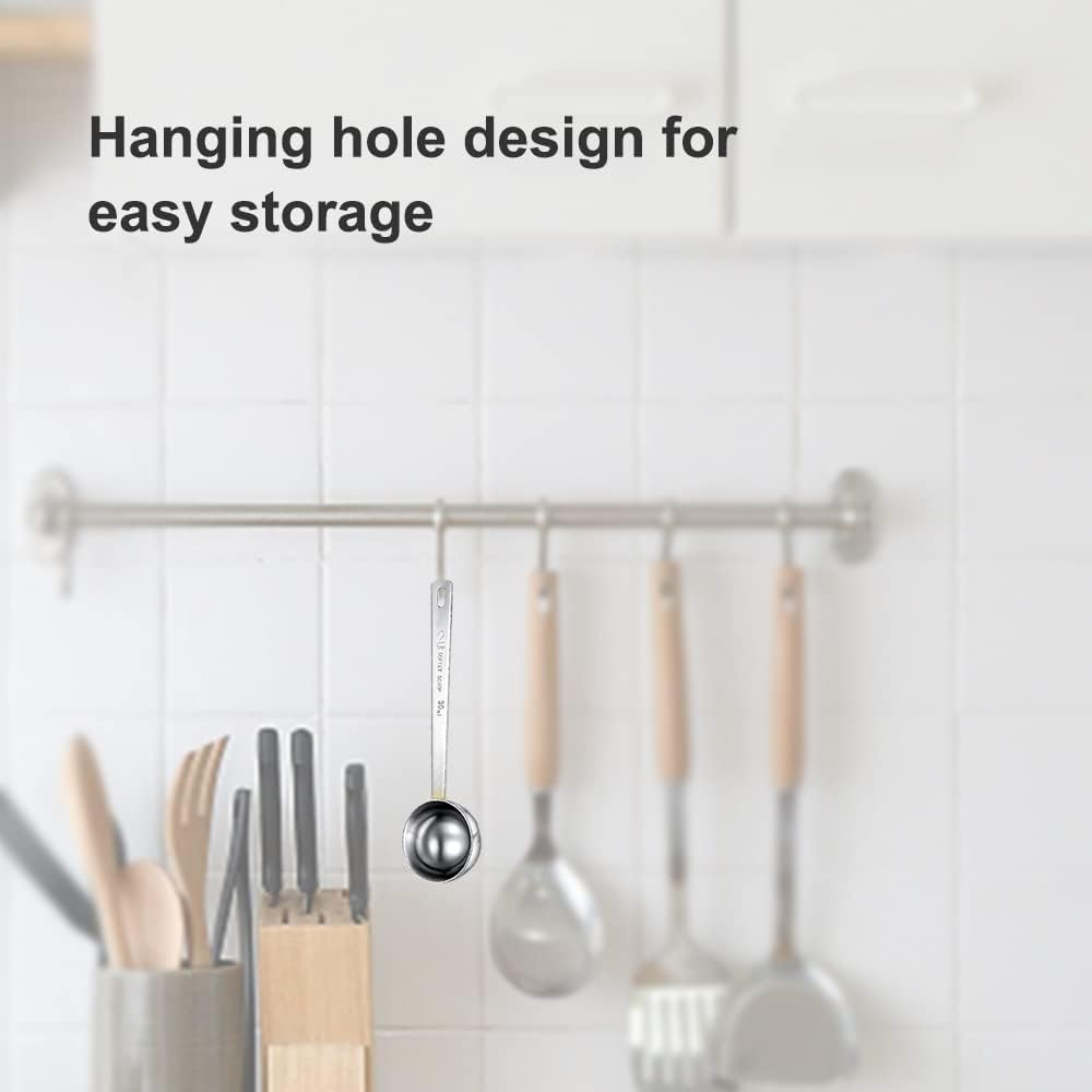 Coffee Scoop, Stainless Steel Coffee Spoons Set, 1 Tablespoon (15Ml) and 2 Tablespoons (30Ml) Measuring Spoon, Tablespoon Measure Spoon for Coffee, Milk Powder, Fruit Powder, 2 Pack (Long) image number 6