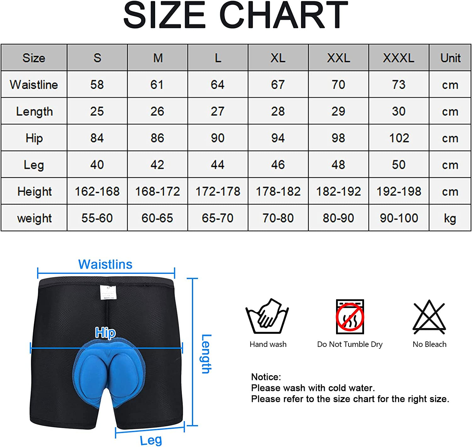 Men'S Padded Bike Cycling Shorts 3D Padding Bicycle Undershorts MTB Liner Biking Underpants image number 1