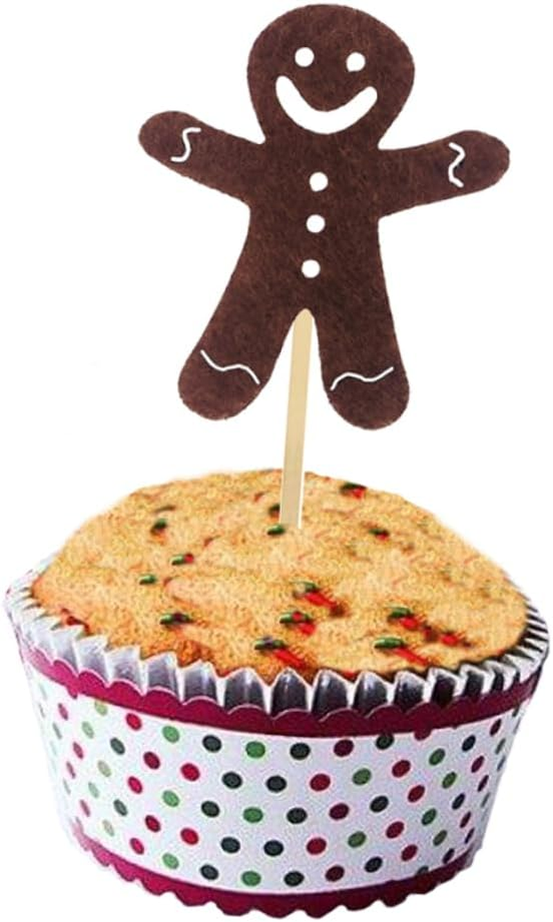 LABRIMP 12Pcs Smile Face Cake Picks in Felt Party Cupcake Decor Christmas Dessert Table Decor image number 4