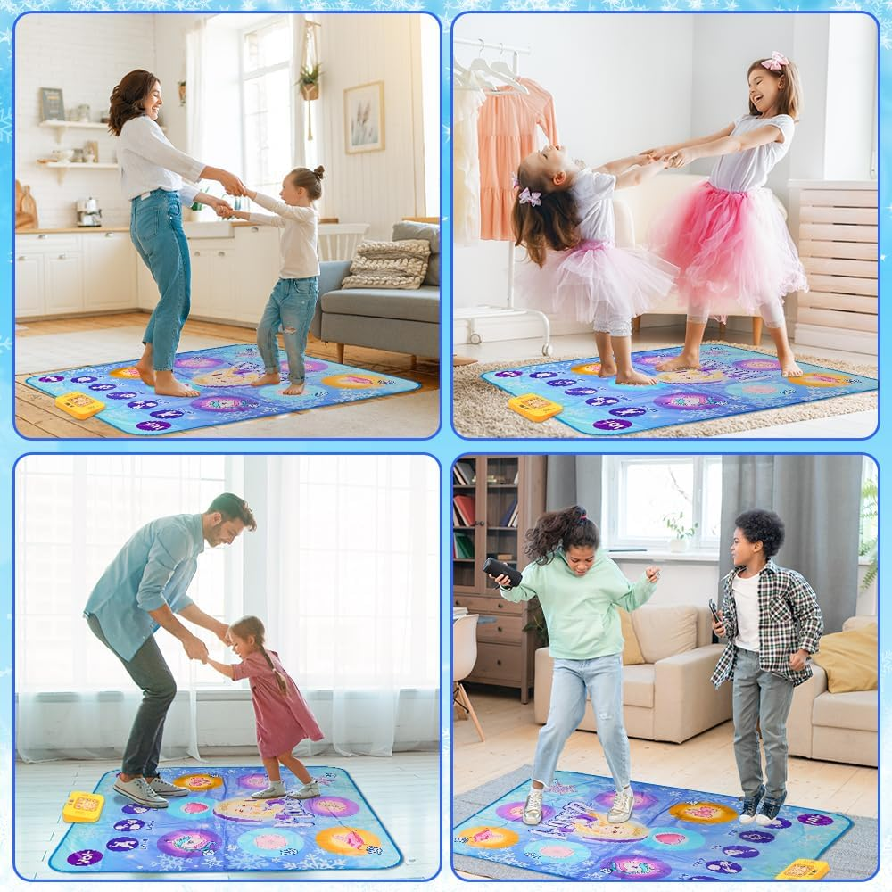 AUTOWT Musical Mat for Kids - Princess Themed Dance Play Mat, Educational Learning Musical Sensory Toys - Girls Birthday Gifts (Blue) image number 1