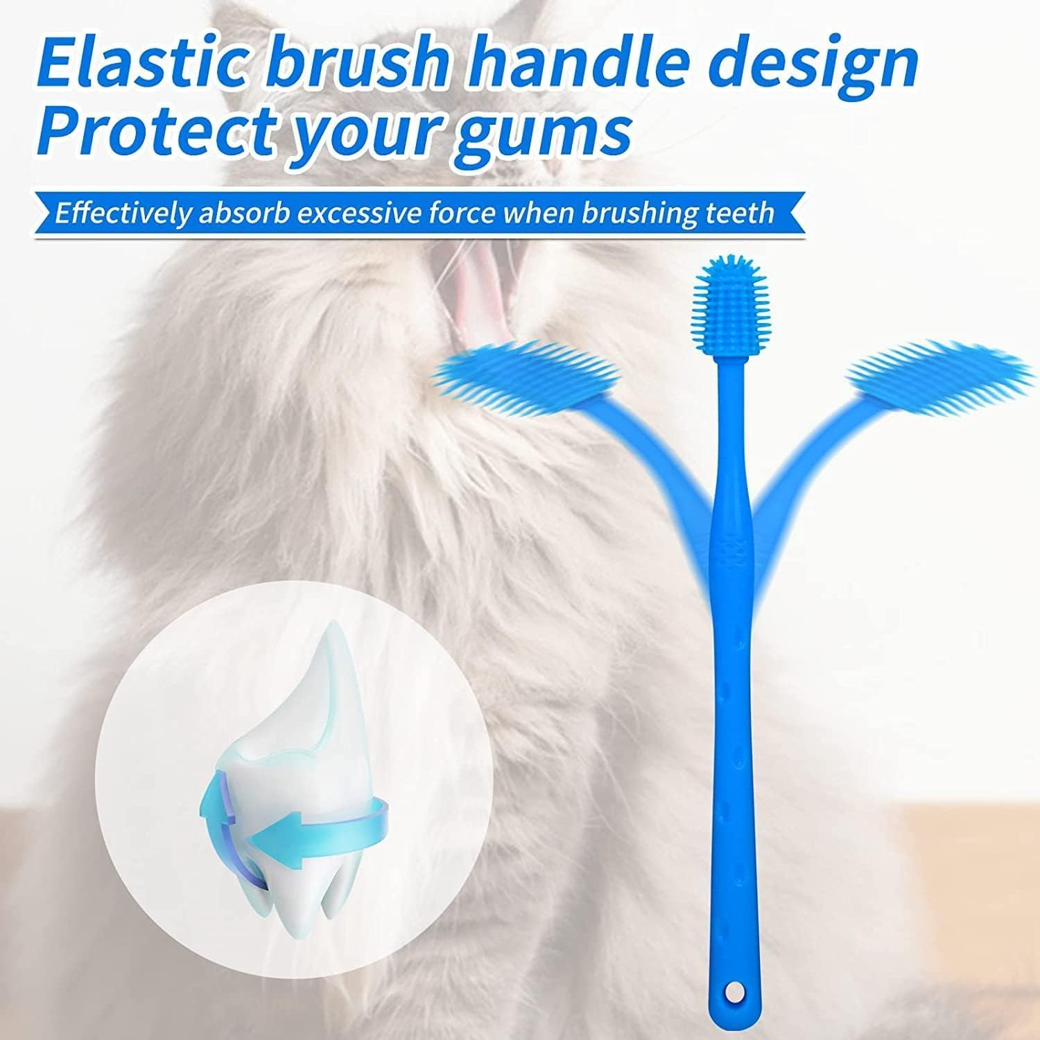 Soft 360-Degree Toothbrush for Small Pets - 3Pcs Dog and Cat Dental Care, Silicone Bristles image number 2