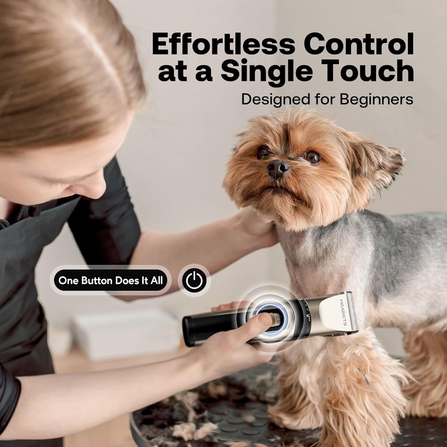 Dog Grooming Clippers, Low Noise, Electric Quiet, Adjustable Clipper Comb, Rechargeable Cordless Dog Hair Clippers for Dogs Cats Pets, Gold image number 2