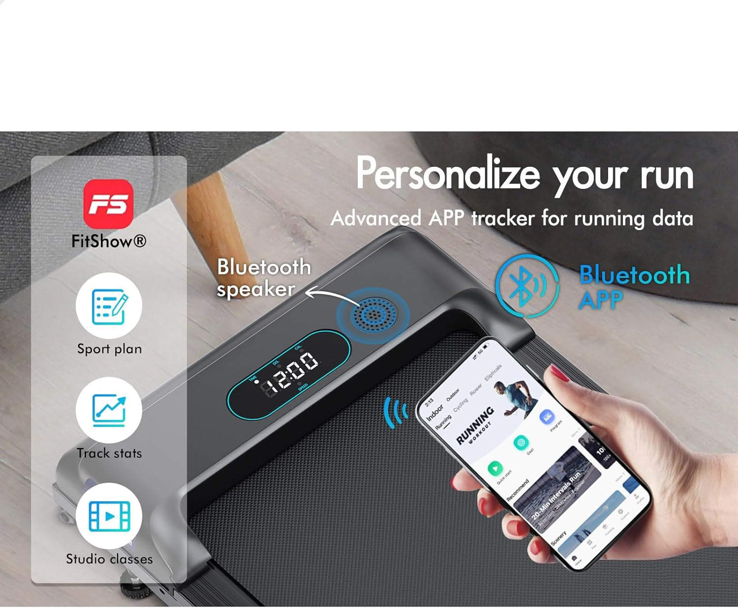 BLACK LORD Treadmill Electric Foldable Walking Pad SL9-H Home Office Gym Exercise 2.4HP Fitness Equipment under Desk, Bluetooth APP & Wireless Control, Cardio Aerobic Trainer for Jogging Running