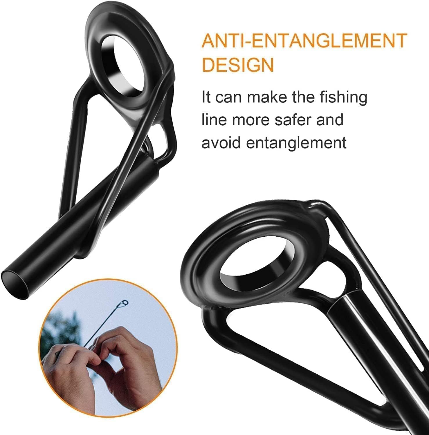 Fishing Rod Repair Kit,Fishing Rod Tips Guides Replacement Kit Rod Eyelet Stainless Steel Ceramic Ring Repair Kit image number 4