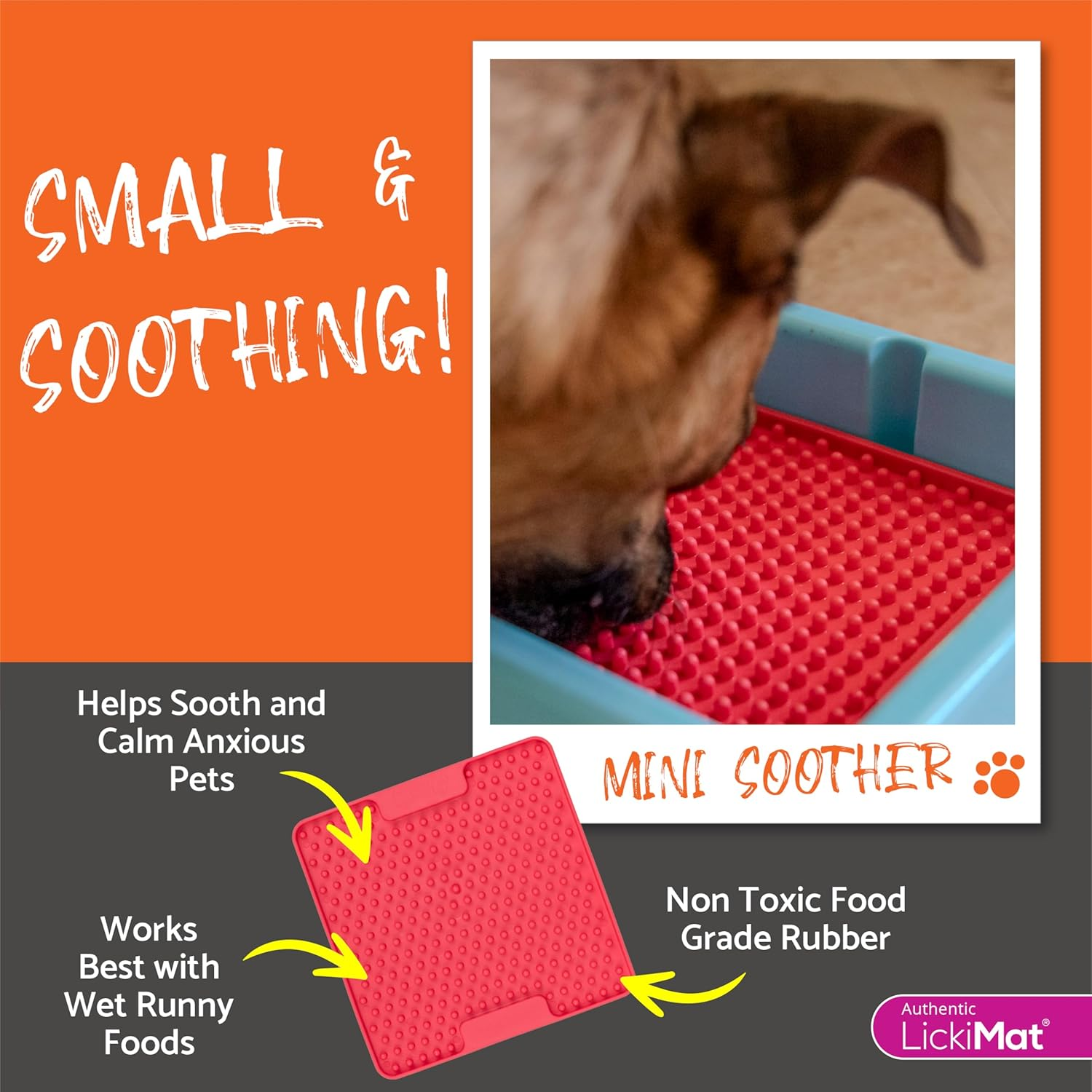 Lickimat Mini Classics - Interactive Pet Feeding Mat for Dogs, Slow Feeder with Modern Design, Enrichment for Family Bonding and Anxiety Relief image number 3