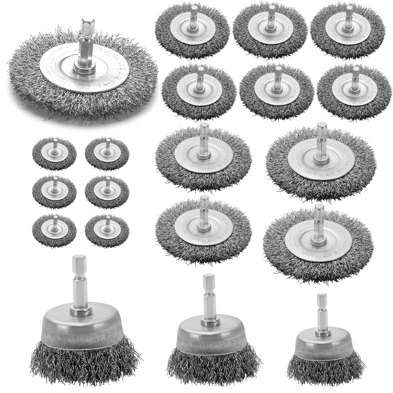 Wire Brush Set 20 Pcs, 1/4 Inch Hex Shank Wheel for Drill, Carbon Steel Brush Set for Cleaning Rust image number 5
