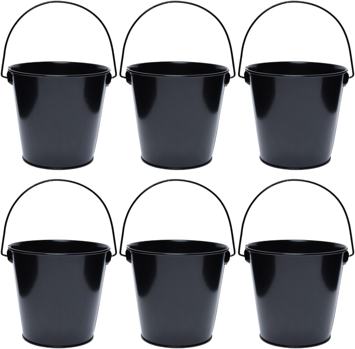 Colored Metal Buckets with Handle, 6 Pack 5.91 Inch Galvanized Iron Pail Bucket for Kids,Classroom,Crafts,And Party Favors (Red)