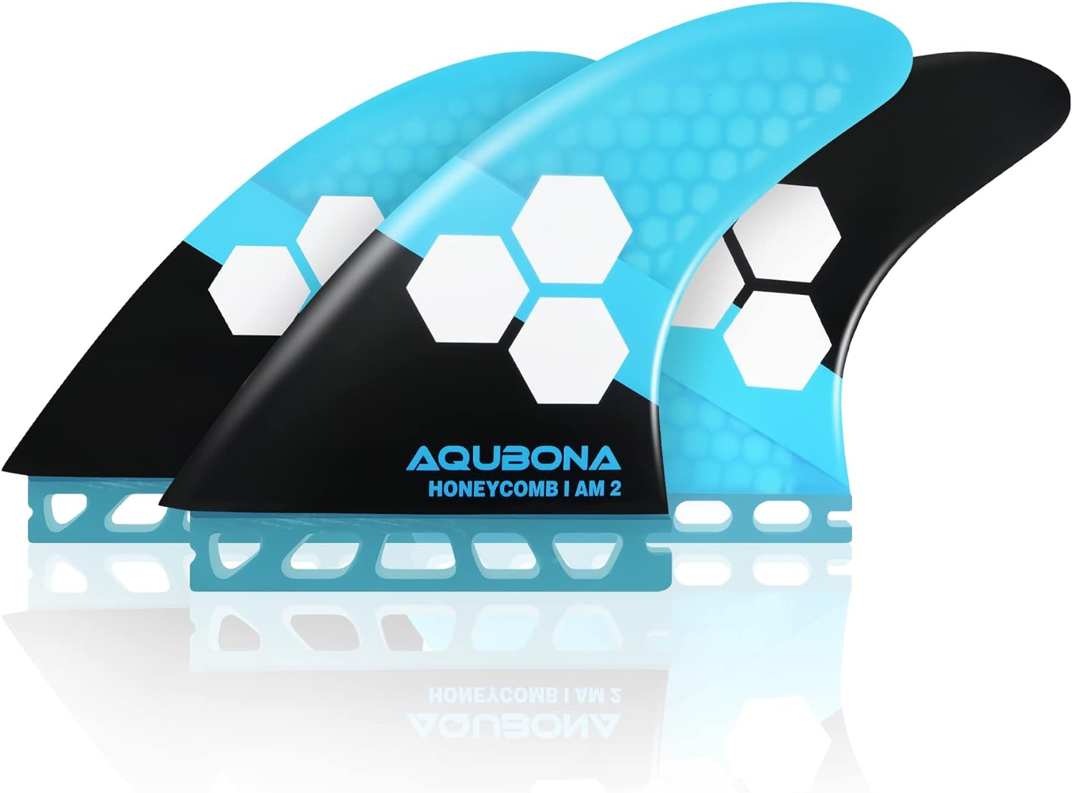 AQUBONA Dual Tab II AM FINS Surfboard Fiberglass Fins for Surfing with Fin Pocket, Fin Wrench, Multi-Colour (Small, Medium, Large)