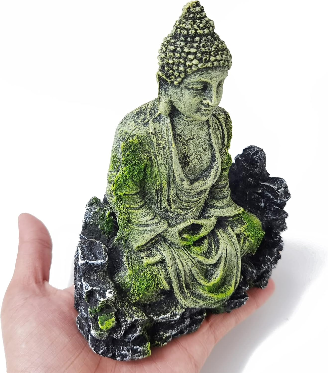 GXXMEI Aquarium Buddha Statue Decorations Ancient Buddha Statue Decor Underwater Landscape Hideaway Fish Tank Scenery for Betta, Small Lizards, Turtles, Reptiles, Amphibians image number 1