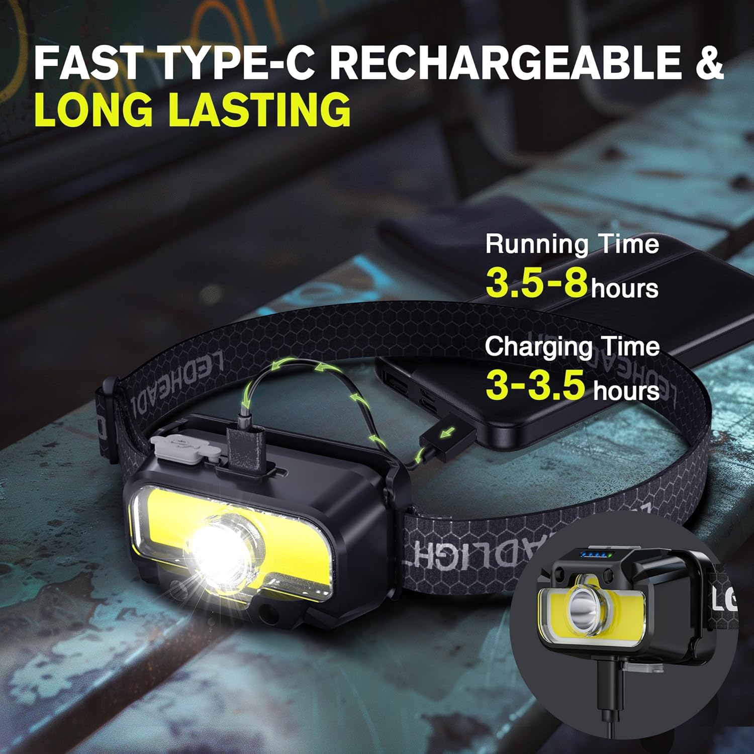 2 Pack Headlamp Rechargeable, 1300 Lumen Lightweight Bright with White Green Red Headlamp Flashlight, Waterproof Motion Sensor Head Lamp,14 Modes for Outdoor Camping Running Cycling image number 1