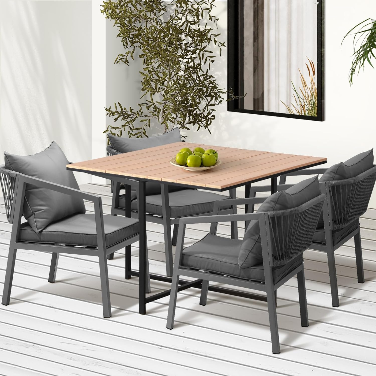 Livsip Outdoor Table Outdoor Furniture Garden Patio Table Black