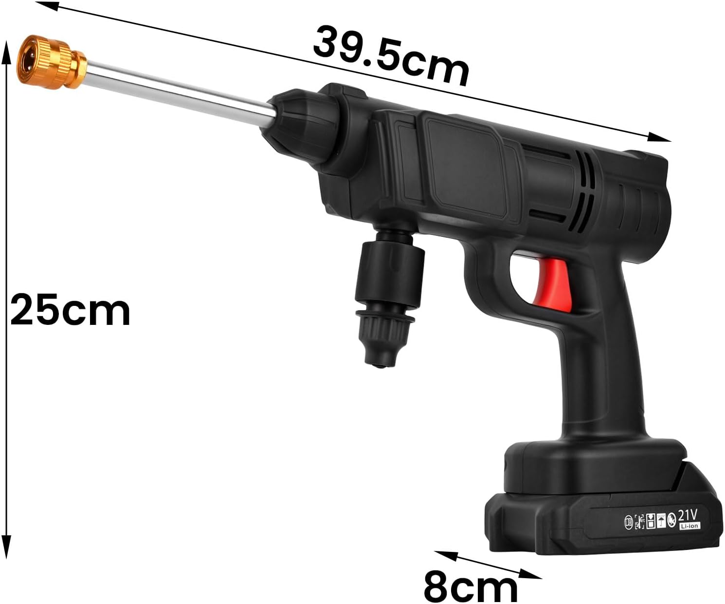 Advwin Cordless High Pressure Washer, Portable Cleaning Machine Handheld Cleaning Gun with 2 Batteries, Power Washer with 5M Hose and 2 Nozzles, for Car/Yard/Fence/Floor/Outdoor Cleaning image number 4