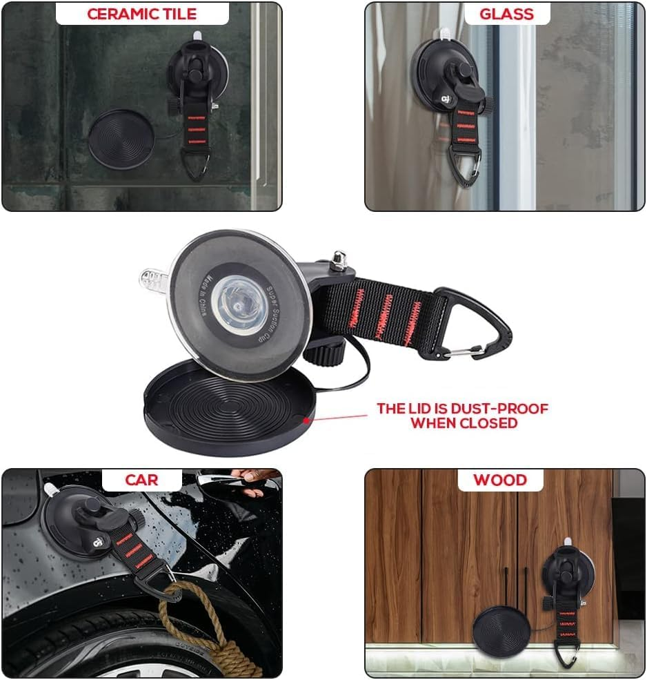 4 Pcs Heavy Duty Suction Cups Car Camping Tie down Suction Cup 360&deg; Rotating Hooks Upgraded with Viscous Silicone Strong Power Tarp Accessory for Tarps Swimming Pool Covers Camping Awning Boat Trap