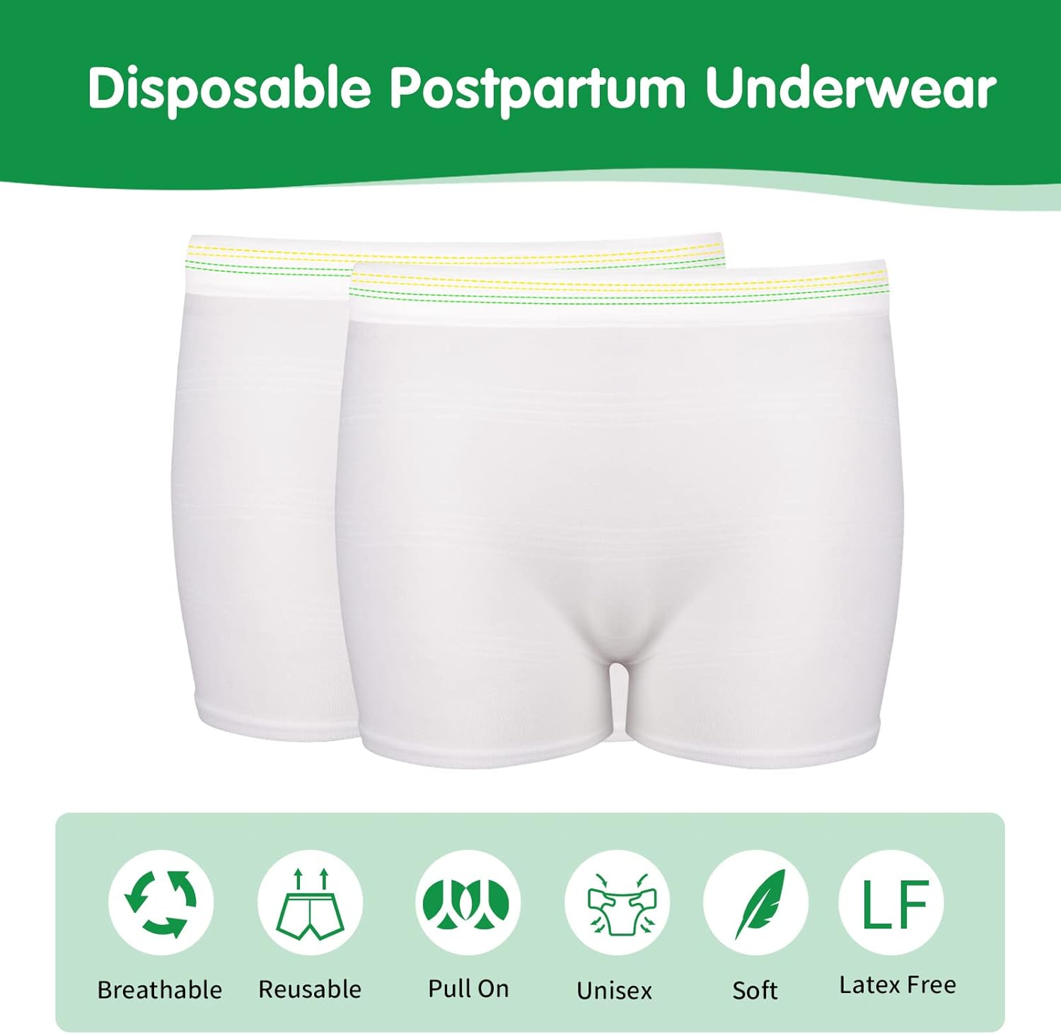 12 Pack Mesh Underwear Postpartum Hospital Provide Washable Breathable Panties Undies for Delivery, Surgical,Traveling, White, 2X-Large/3X-Large (Pack of 12)