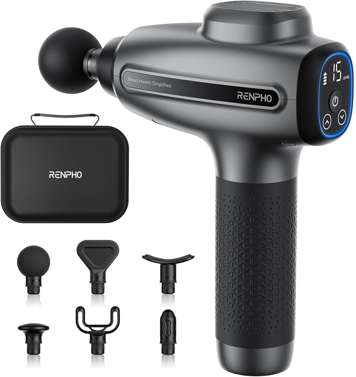 RENPHO Massage Gun Deep Tissue, Percussion Massage Gun for Athletes, Protable Handheld Muscle Massager Gun for Pain Relief with 6 Massage Head, 15 Speed C4 image number 5