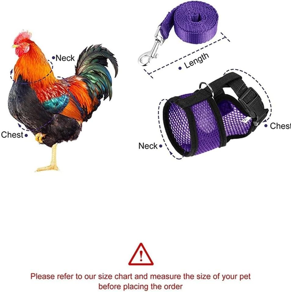 4Pcs Chicken Harness and Leash Set with Adjustable Upgrade and Improvement Breathable Comfortable Chicken, Duck, Goose as Gifts for Festival (Yellow&Red&Green&Blue, S) image number 2