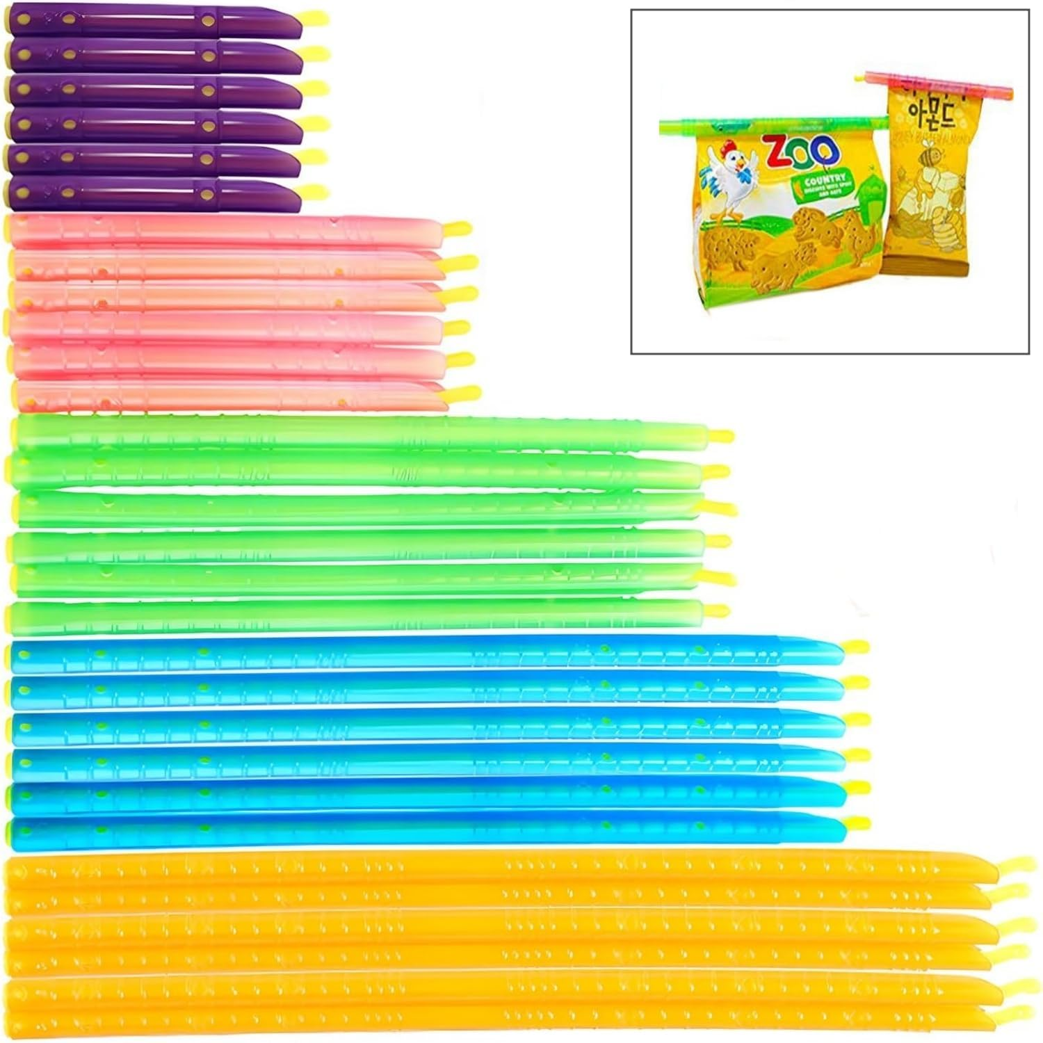 30 Pcs Food Bag Sealer Clips,Reusable Bag Sealer Sticks with Different Sizes,Food Storage Sealer Stick Reusable Food Sealing Clips