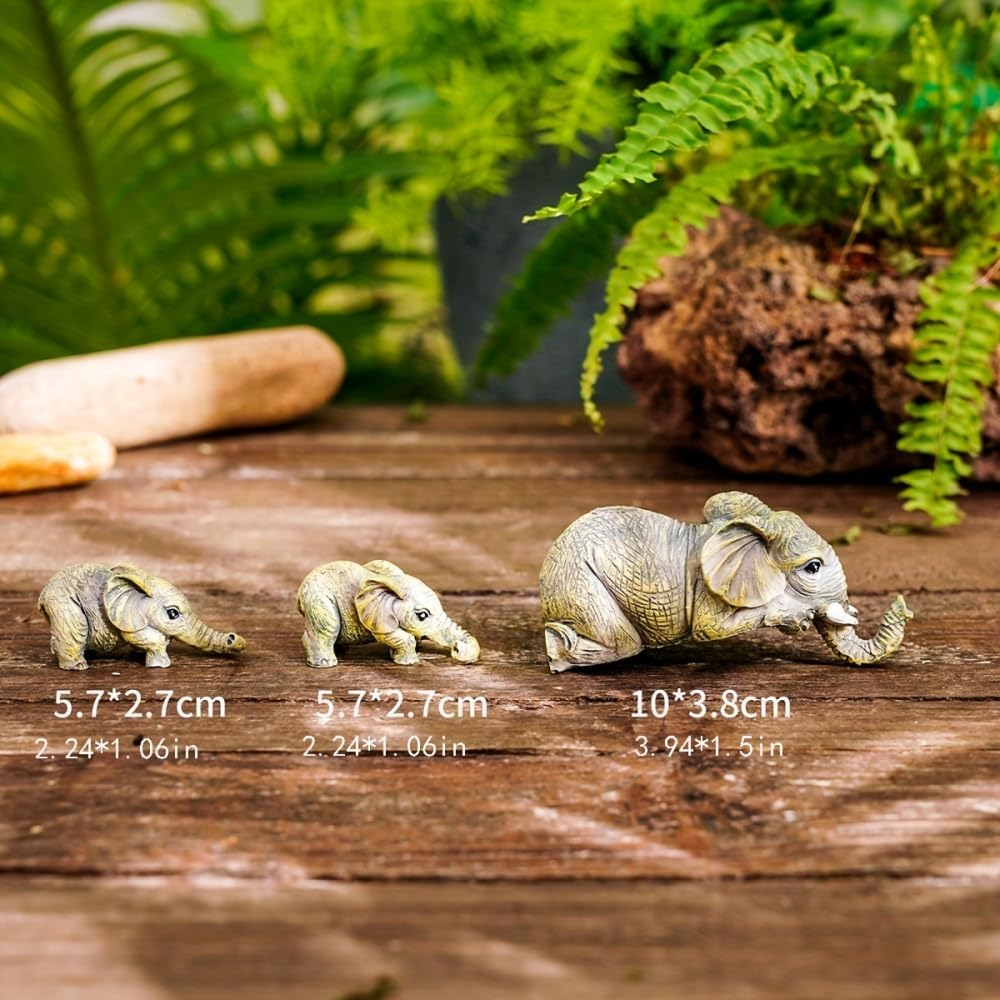 Three Elephants Resin Garden Ornaments Elephant Elephant Small Elephant Hanging Crafts Elephant Sitting Statue Piece Set Elephant Decor Creative Home Decor, Grey image number 6