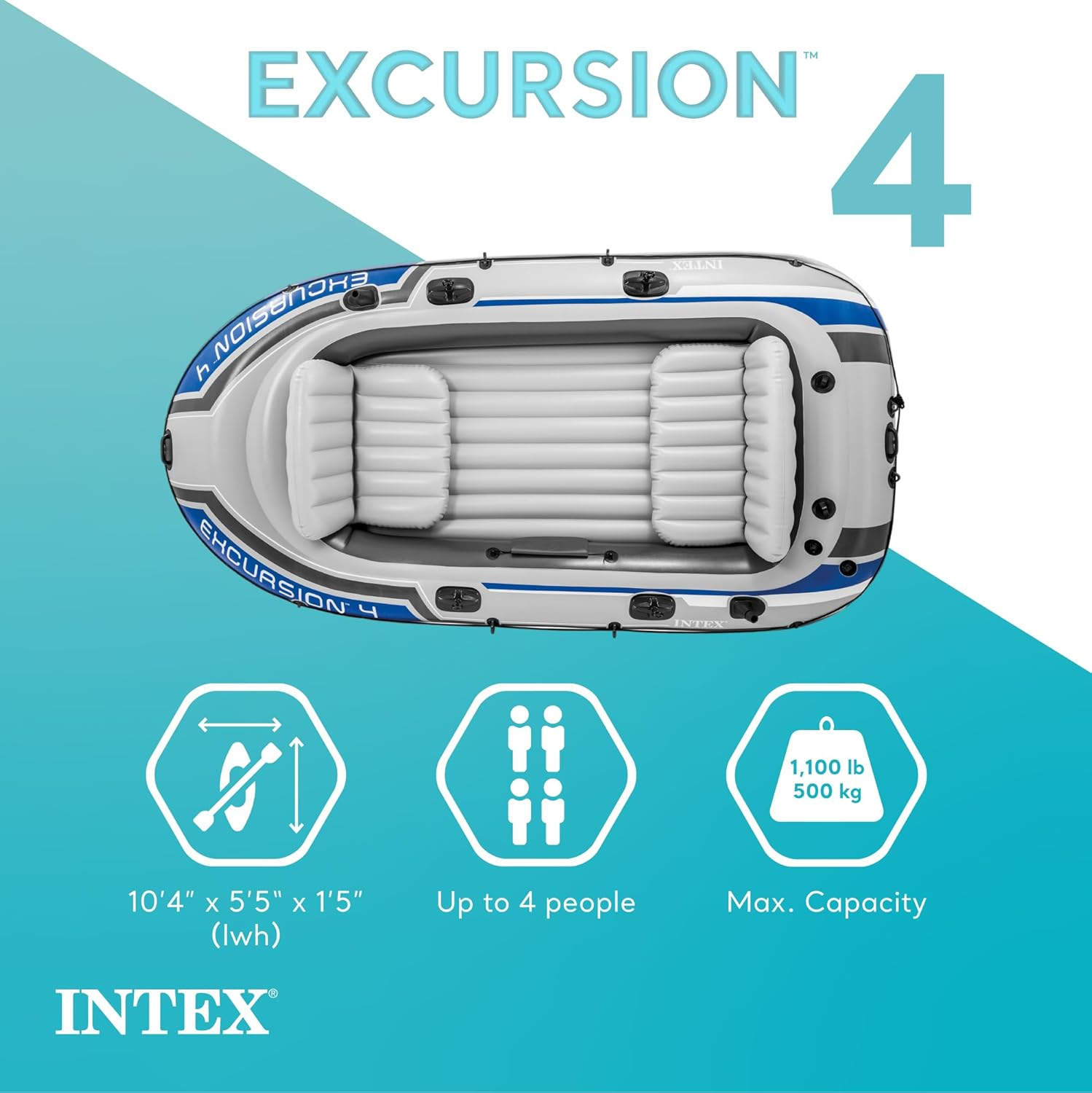 Intex Excursion 5 Boat Set Inflatable Boat image number 4