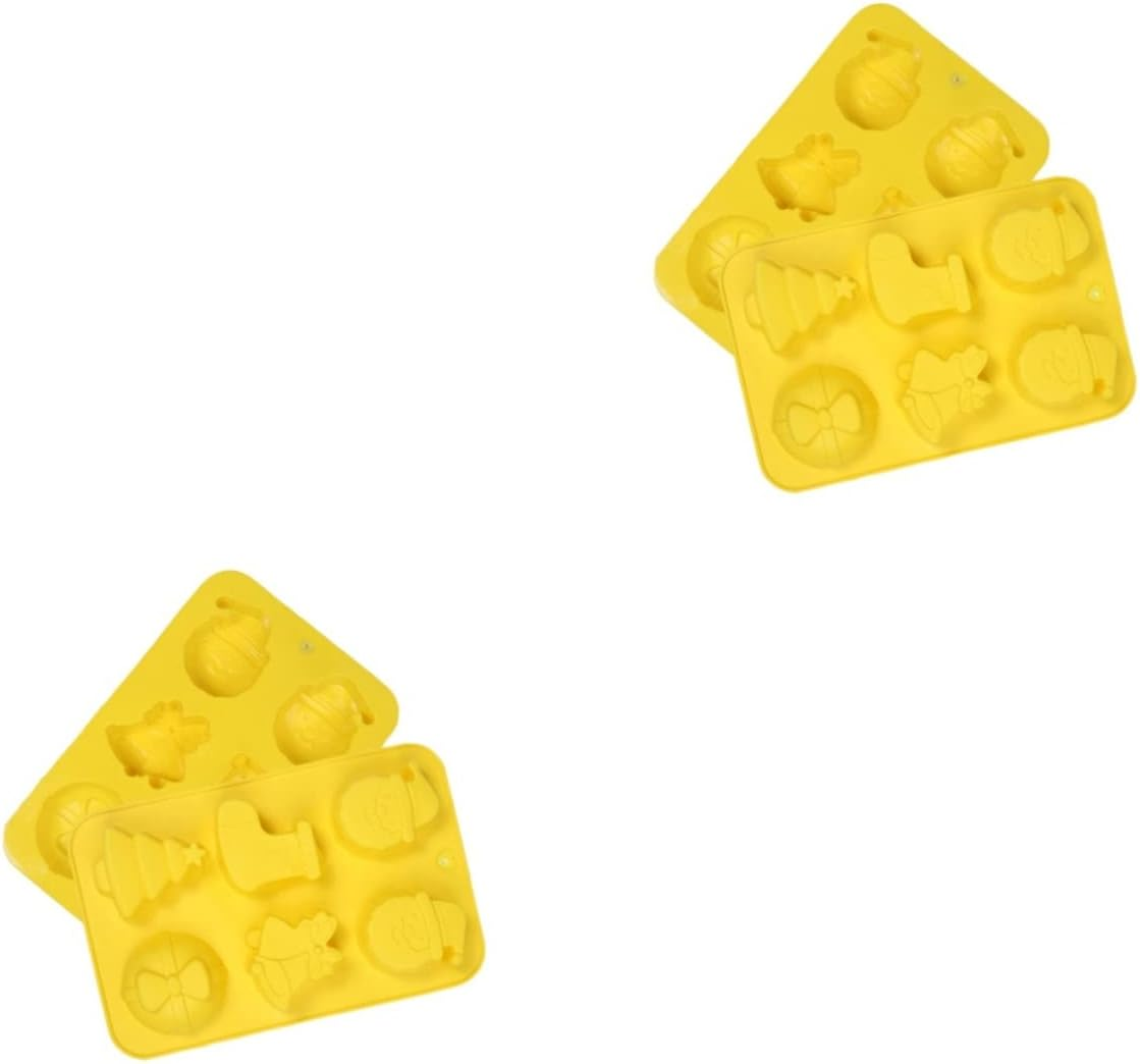 Amosfun 2Pcs Cavity Christmas Theme Silicone Mold DIY Fondant Suger Cookie Mould Cake Decoration Kitchen Baking Tool for Christmas Crafts and Cookies Random Color image number 3