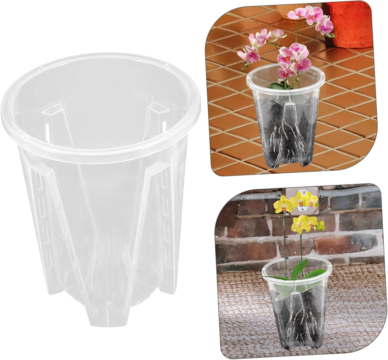 6Pcs Breathable Orchid Pots Plant Nursery Containers Saucers for Gardening 10-Inch Diameter for Seedlings and Root Control image number 2