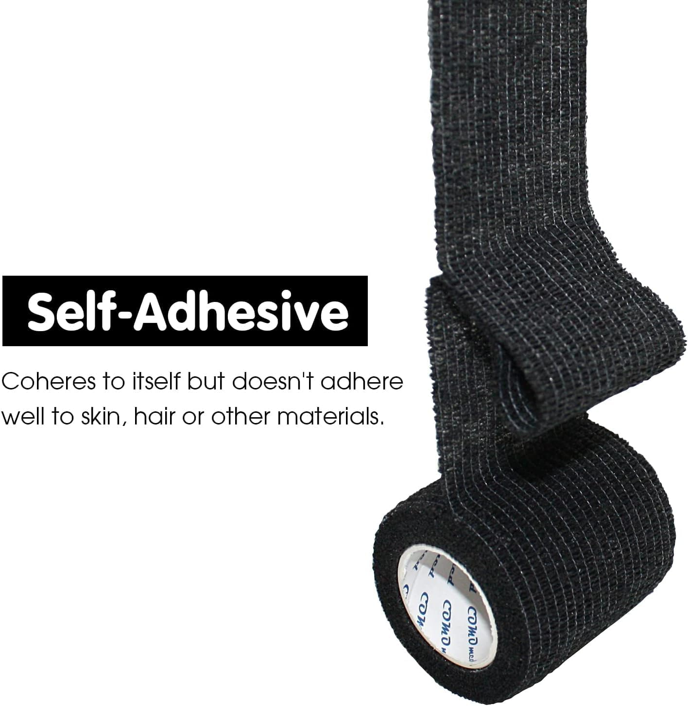 12 Rolls 5Cm*4.5M Elastic Bandage Self-Adhesive Wrap Cohesive Bandage Strong Elastic First Aid Tap Professional for Sports,Wrist,Ankle (Black) - Black image number 3