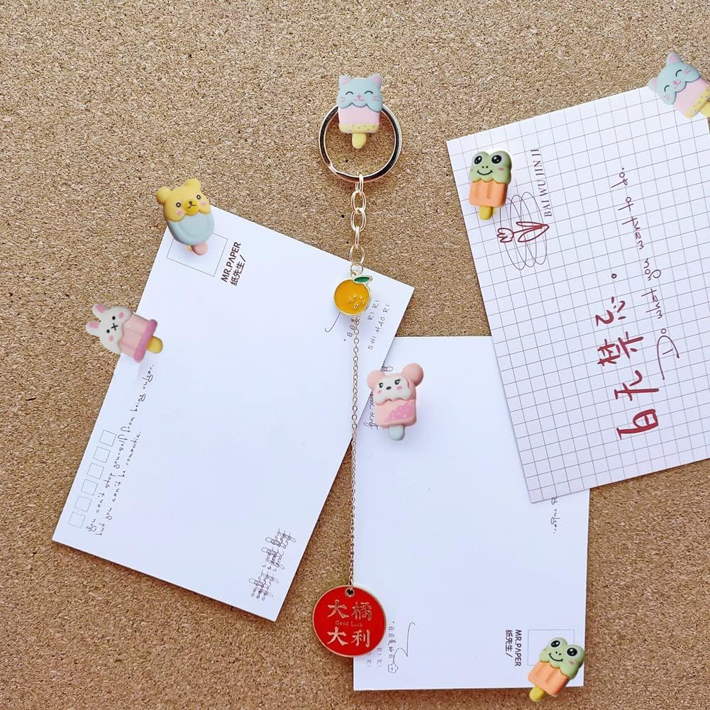 30 Pcs Ice Cream Push Pins Cute Frog Pushpins Mini Decorative Thumbtacks Animal Drawing Pins for Photo Notes Map Bulletin Board Office Supplies image number 4