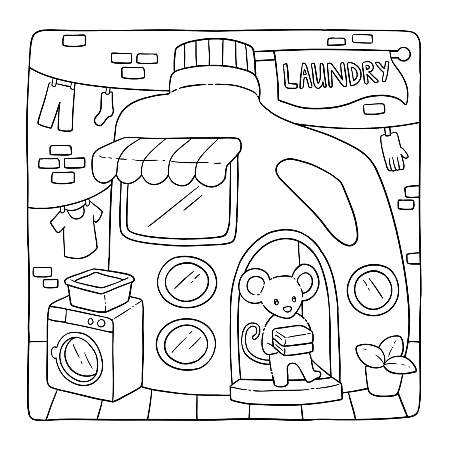 Adorable Shop: Cute & Simple Coloring Book for Adults and Kids Featuring the Joyful Daily Life of Animal Characters image number 6