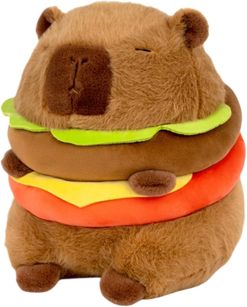 Realistic Capybara Burger Plush, Cute Capybara Stuffed Animal Pillow Plushie Toy, Soft Hamburger Food Stuffed Toys Doll for Birthday Kids Gifts 7.87'' image number 5