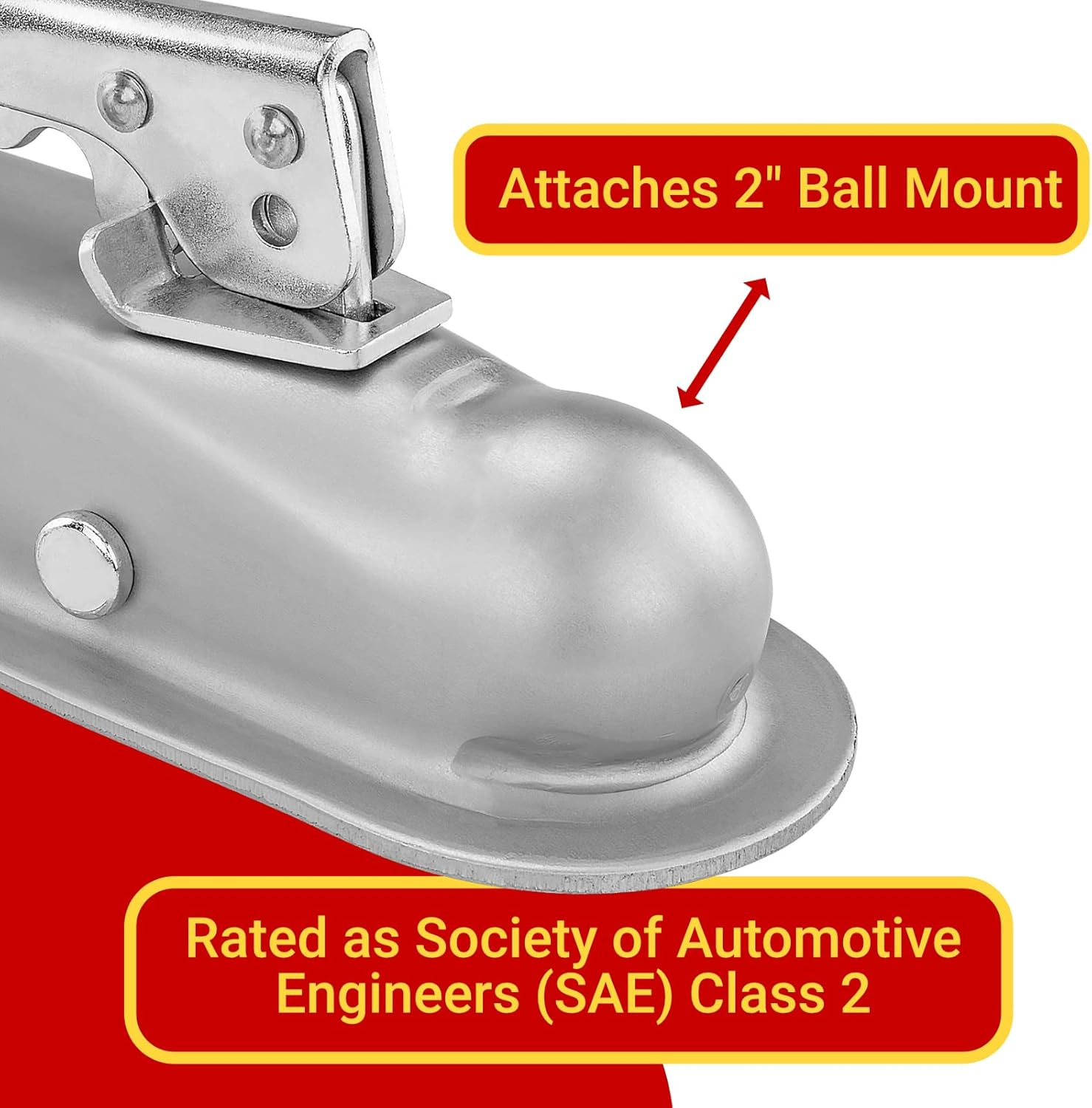 GT-10003 Silver 2" Hitch Ball 2" Channel Straight Coupler, Class 2-For Towing RV, Boat, Camper W/Gtw of 3500Lbs image number 5