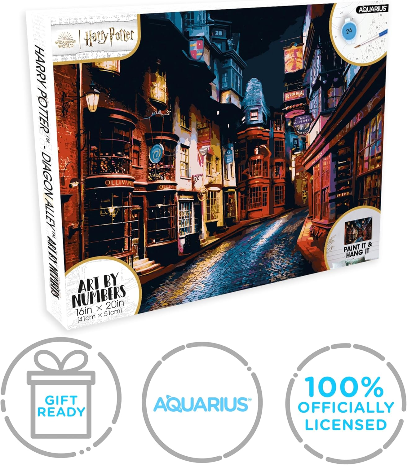 AQUARIUS Harry Potter Diagon Alley Art by Numbers - 16 X 20 Inches Harry Potter Themed Paint by Number for Adults & Kids - DIY Color by Number Paint Kit for Beginner - Officially Licensed image number 3