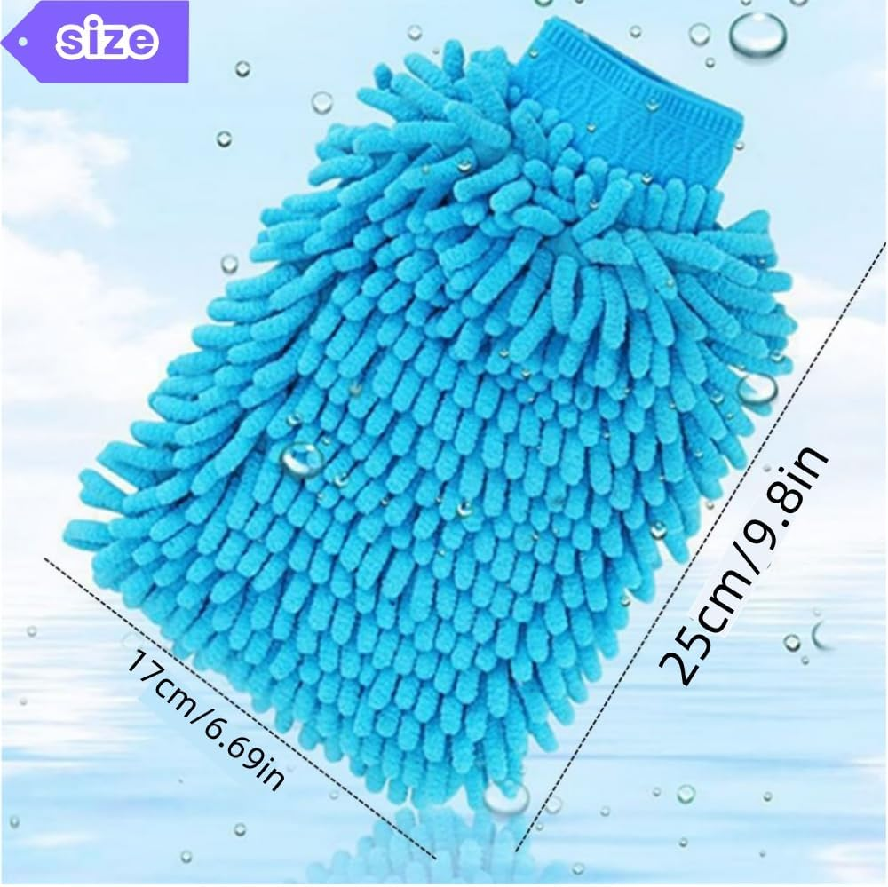 2 Pack Premium Car Wash Glove Microfibre | Scratch-Free Car Wash Mitt | Double Sided Glove for Car Cleaning Microfiber Car Wash Mitt, Blue image number 3