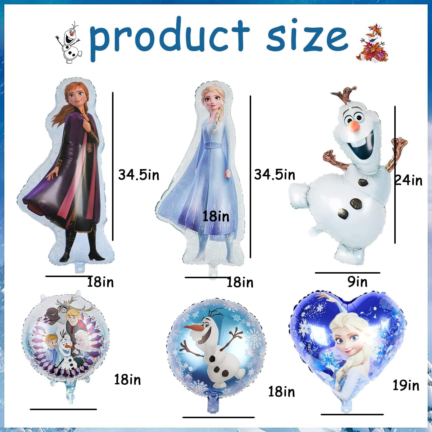 10 PCS Frozen Theme Party Balloons Pack, Frozen Party Decorations Balloon for Party Supplies image number 2