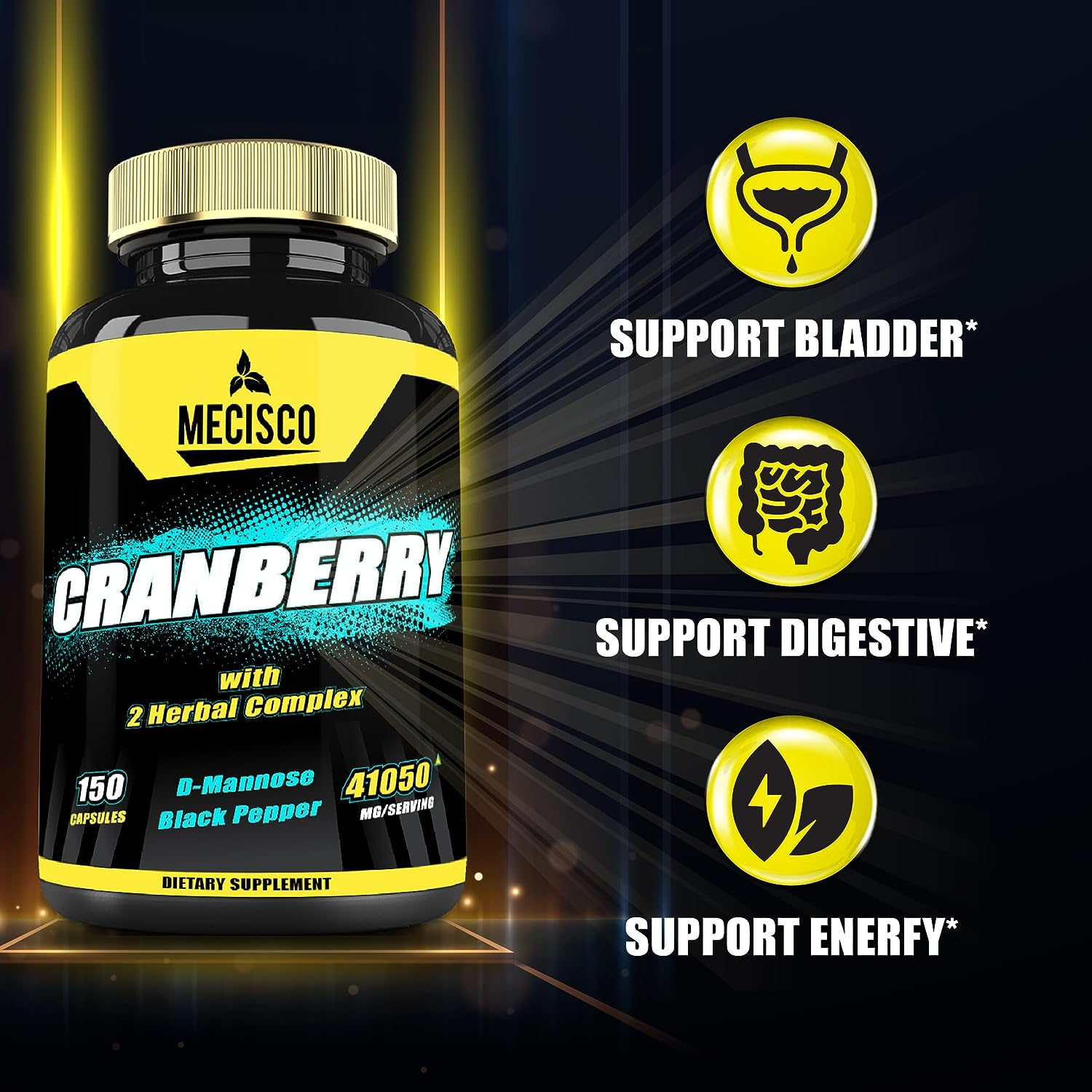 Cranberry Supplement for Womnen - 5-Month Supply - Blended with D-Mannose and Black Pepper - 150 Vegan Capsules image number 5