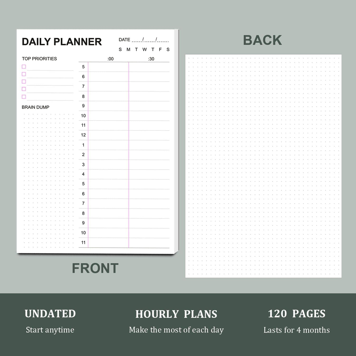 Tiankool to Do List Notepad - Daily to Do List with Priorities, Hourly Scheduler and Notes - Daily Planner Notepad for Work, Study, Appointments, 60 Tear off Sheets Planning Pad, 7X10 Inch image number 1