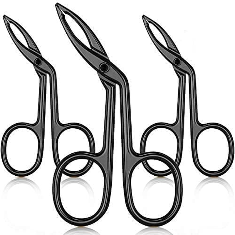 3 Packs Eyebrow Tweezers, Scissors Shaped Eyebrow Straight Tip Tweezers Clip, Flat Tip Tweezers Hair Plucker, Straight Tip Hairgripping Eyebrow (Black Plated) image number 4