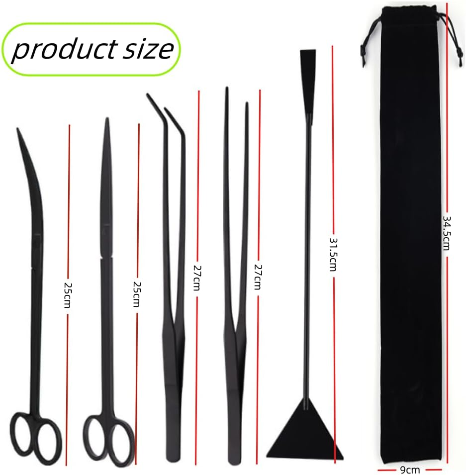 Aquarium Aquascape Tools Kits,7 in 1 Aquarium Scissor Tweezers Spatula Tool, Stainless Steel Aquatic Plants Aquascaping Tools Set, for Aquariums and Fish Tank