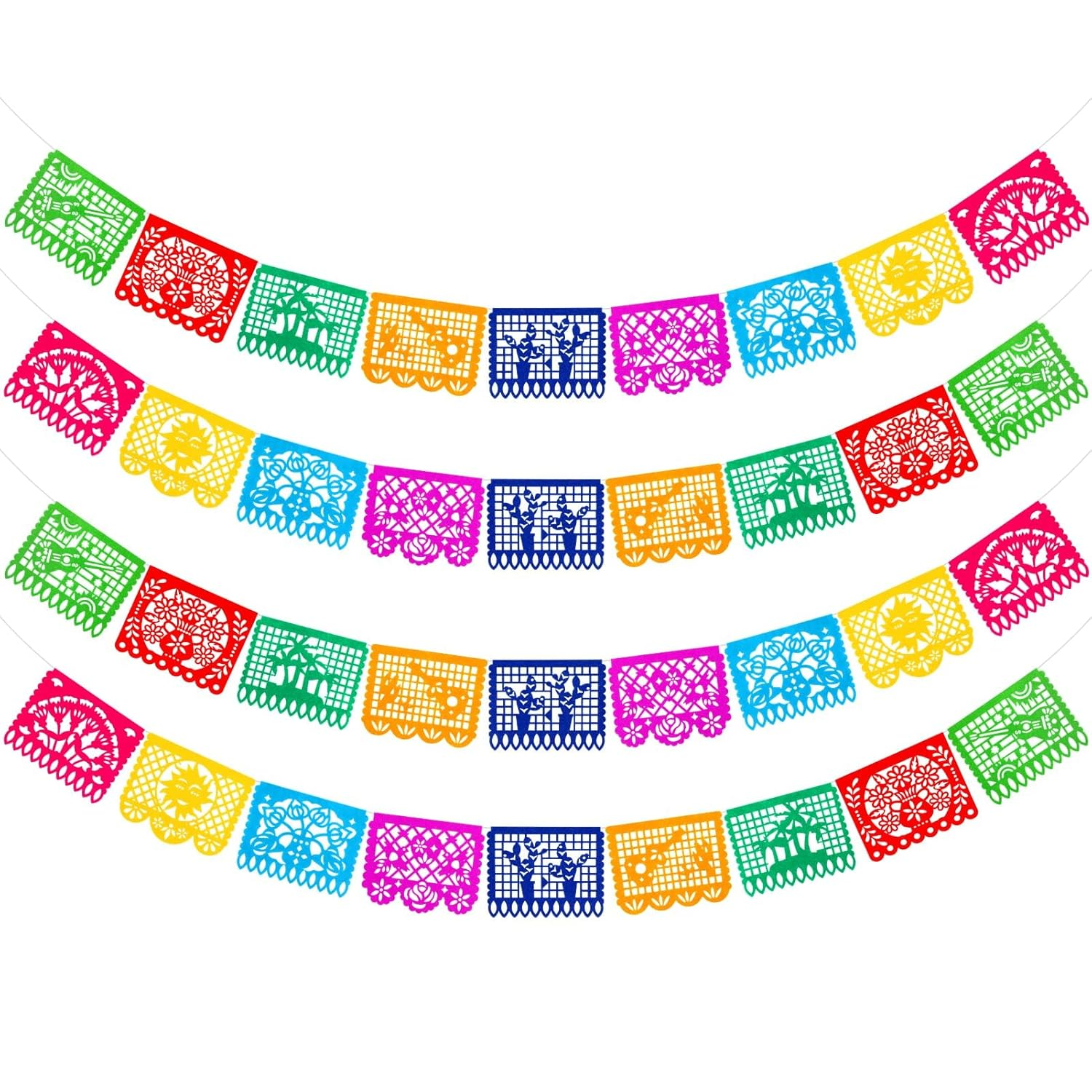 Hapurs 4 Packs Mexican Party Banner 38 Feet Fiesta Banner Cinco De Mayo Dia De Los Muertos Decor Day of the Dead Decorations Mexican Fiesta Themed Party Decorations Supplies