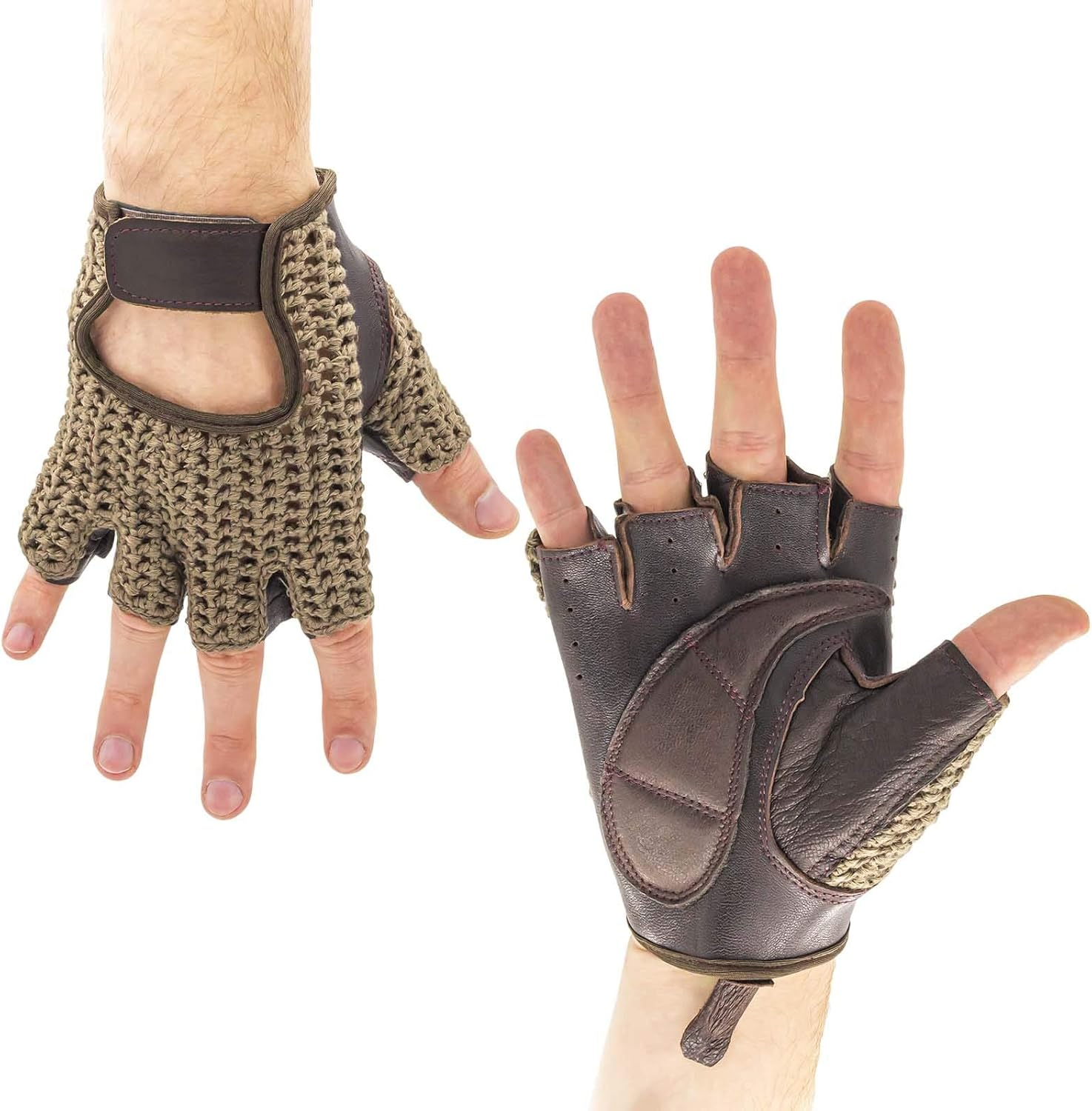 Adapter Universe Driver'S Gloves Retro Vintage Leather Fingerless Driving Gloves Bicycle image number 4