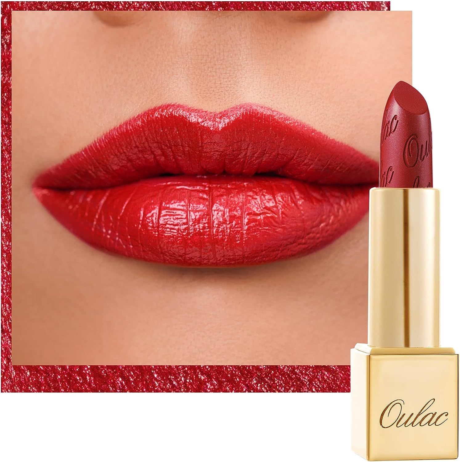 OULAC Lipstick Metallic Gloss Finish, No Grain Feeling Lipstick with Long Lasting Moisture and Water Density, 4.3G, Cherry Bomb...