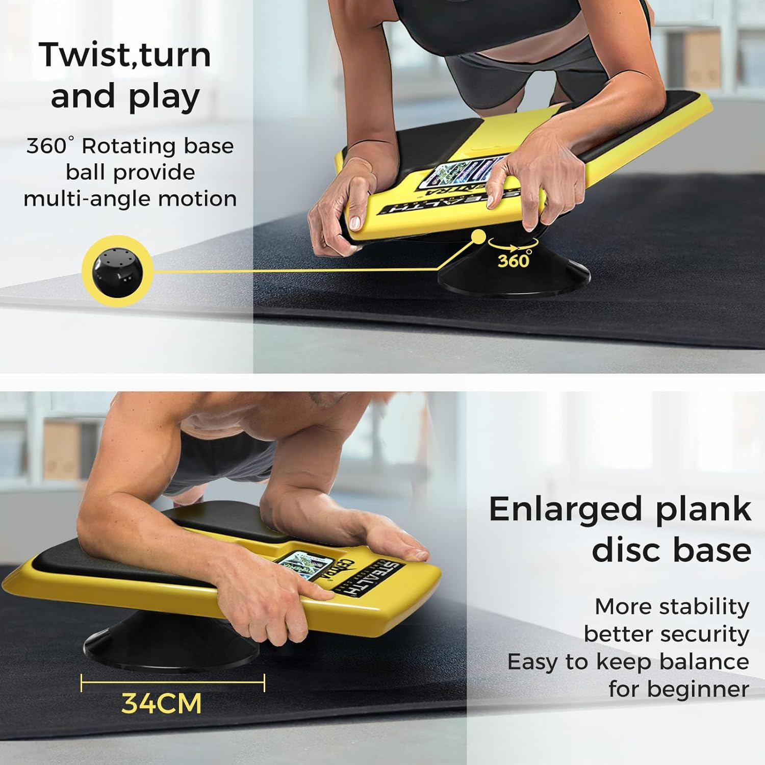 Centra X Stealth Balance Board ,Elbow Support Balance Trainer with 360&deg; Rotation for Stability Training,Abs Balance Machine for Free Ios/Android App,4 Free Mobile Games Included, Active Abs and Core Workouts image number 1